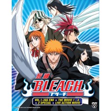 BLEACH ( VOL.1-366 END ) + THE MOVIE 1-4 + 2 SPECIAL + LIVE ACTION MOVIE DVD